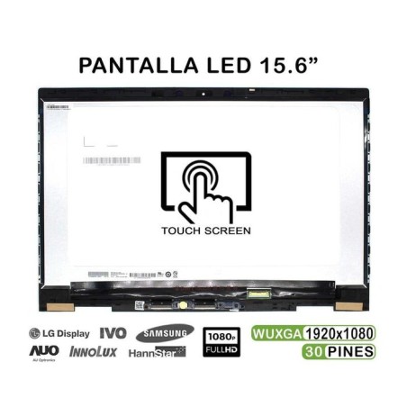 Pantalla led táctil de 15.6" para portátil hp envy x360 15 cn 15 cp series con marco
