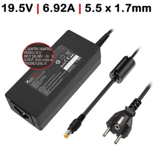 Cargador para portátil acer 19.5v 6.92a 5.5x1.7mm 135w