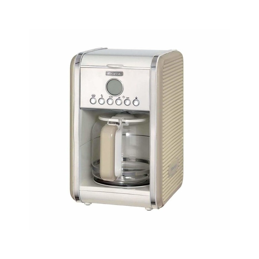 Cafetera de goteo ariete vintage beige2000w4-12 tazasjarra vidrio templadocuerpo metálico + abs