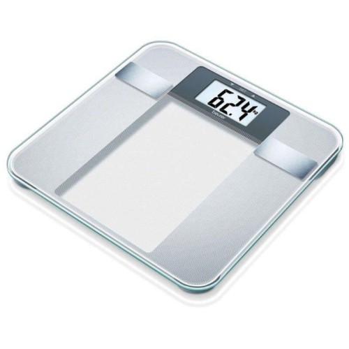 Báscula de baño beurer bg-13 pantalla lcd xl calculo imc hasta 150kg precisión 100g 10 posiciones memoria