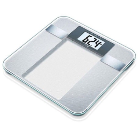 Báscula de baño beurer bg-13 pantalla lcd xl calculo imc hasta 150kg precisión 100g 10 posiciones memoria