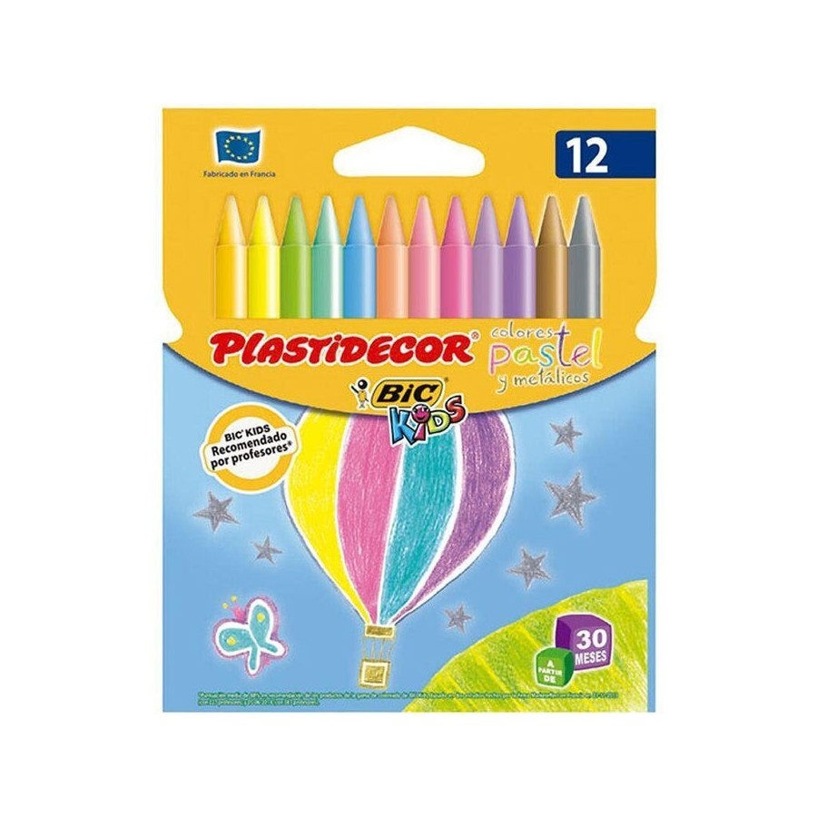 Ceras plasticas plastidecor pastel estuche 12 unidades surtidas 9339611
