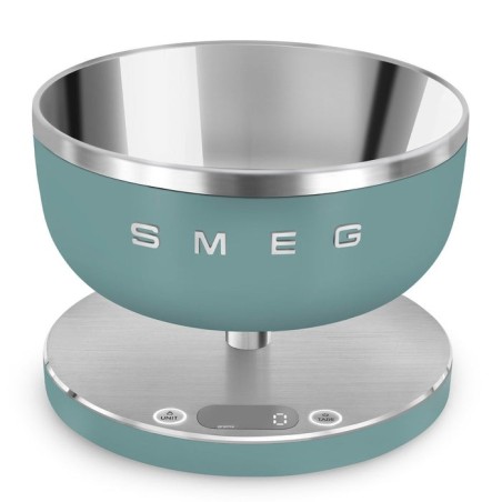Smeg ksc01egmww báscula de cocina verde claro, acero inoxidable encimera alrededor báscula electrónica de cocina