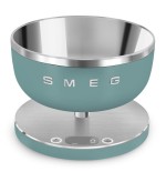 Smeg ksc01egmww báscula de cocina verde claro, acero inoxidable encimera alrededor báscula electrónica de cocina