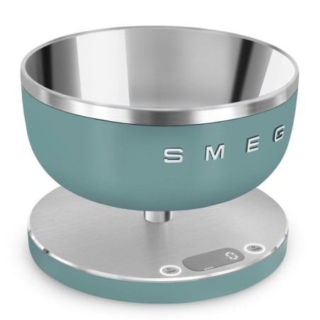 Smeg ksc01egmww báscula de cocina verde claro, acero inoxidable encimera alrededor báscula electrónica de cocina