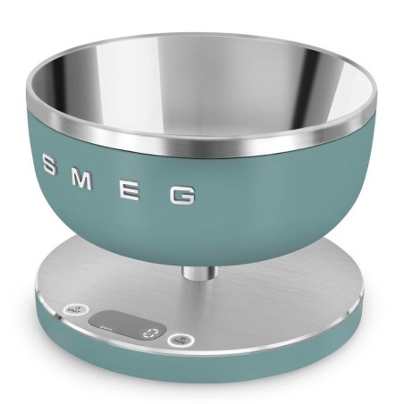 Smeg ksc01egmww báscula de cocina verde claro, acero inoxidable encimera alrededor báscula electrónica de cocina