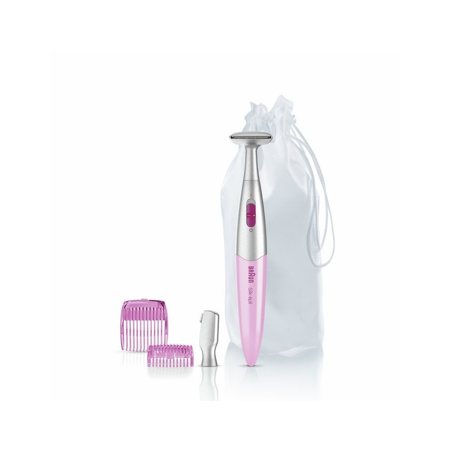 Recortadora braun silk-epil 3 en 1 fg1100 rosa cabezal alta precisión cabezal fino 2 peines de recorte 1*aaa