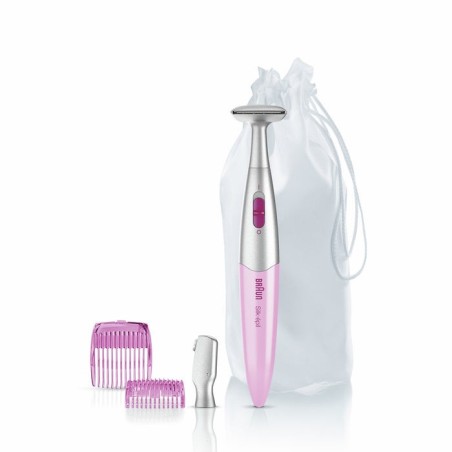 Recortadora braun silk-epil 3 en 1 fg1100 rosa cabezal alta precisión cabezal fino 2 peines de recorte 1*aaa