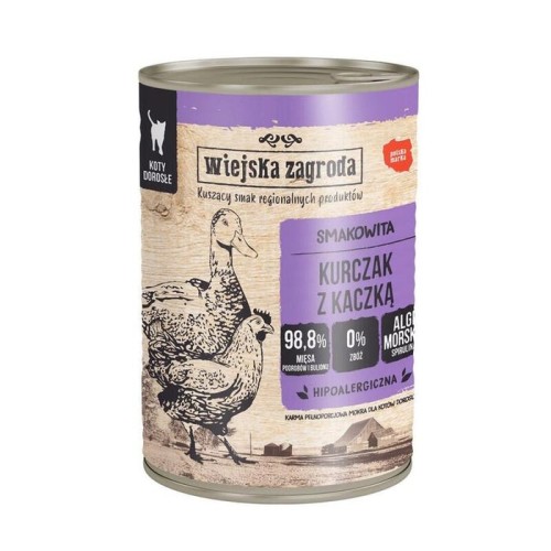 Wiejska zagroda - kurczak z kaczka - mokra karma dla kota - 400g