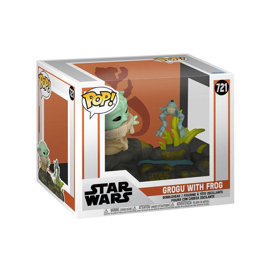 Figura pop deluxe star wars the mandalorian grogu with frog