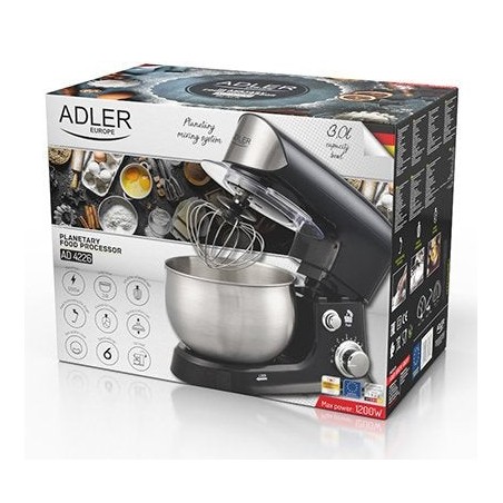 Adler ad 4226b planetary food processor, black