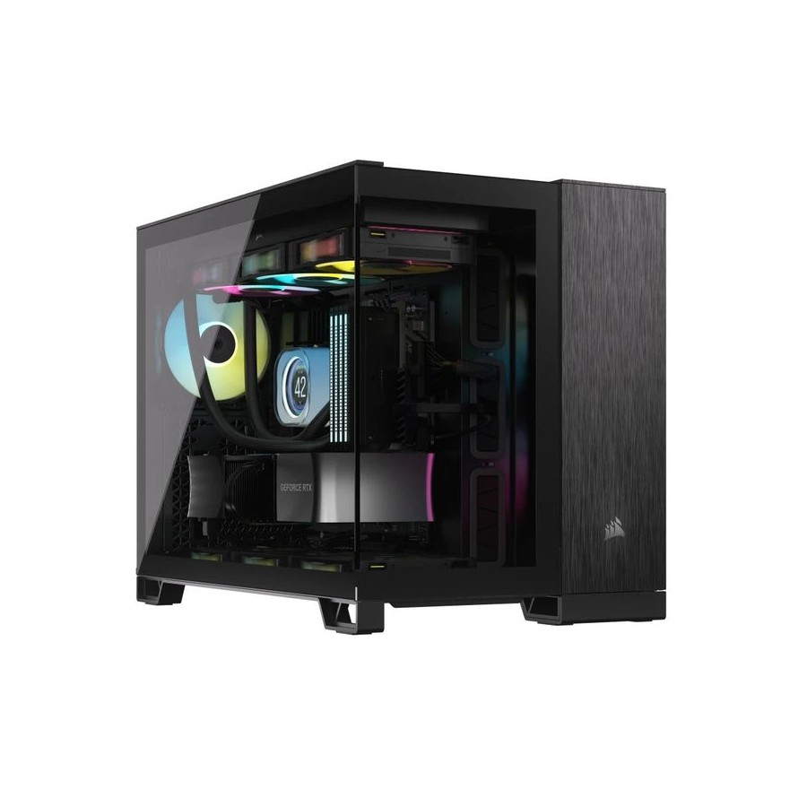 Caja pc corsair geh matx 2500x tempered glass negro obsidian alu