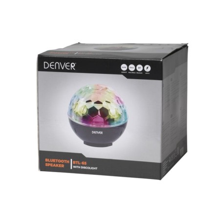 Altavoz portátil denver con efecto luz de discoteca btl-65