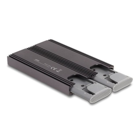 Delock 42028 caja externa usb type-c dual combo para 2 x ssd m.2 nvme pcie o sata - sin herramientas