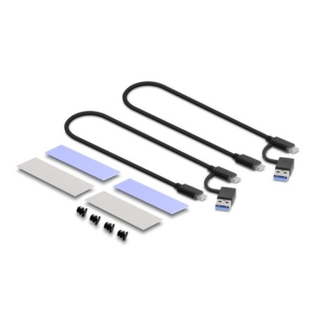 Delock 42028 caja externa usb type-c dual combo para 2 x ssd m.2 nvme pcie o sata - sin herramientas