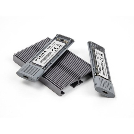 Delock 42028 caja externa usb type-c dual combo para 2 x ssd m.2 nvme pcie o sata - sin herramientas