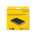 Delock 42028 caja externa usb type-c dual combo para 2 x ssd m.2 nvme pcie o sata - sin herramientas