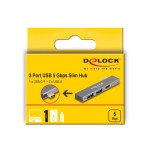 Delock 3 port slim usb hub con usb tipo-c a 1 x usb 5 gbps usb tipo-c