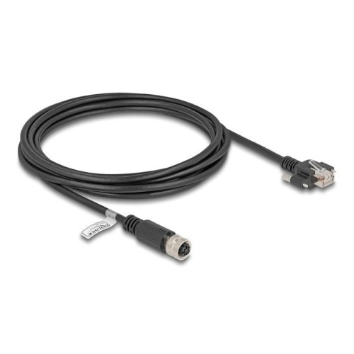 Delock m12 cable d-kodiert 4 pin hembra a rj45 macho cat.5e ftp 3 m negro