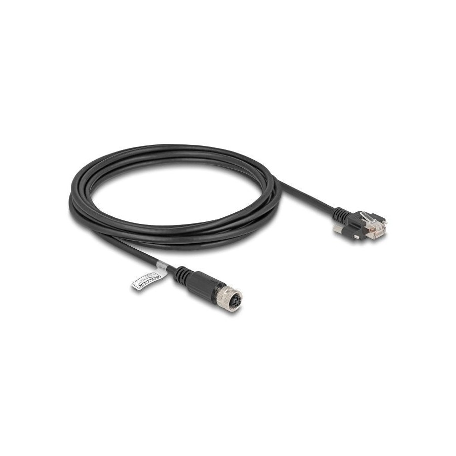 Delock m12 cable d-kodiert 4 pin hembra a rj45 macho cat.5e ftp 3 m negro