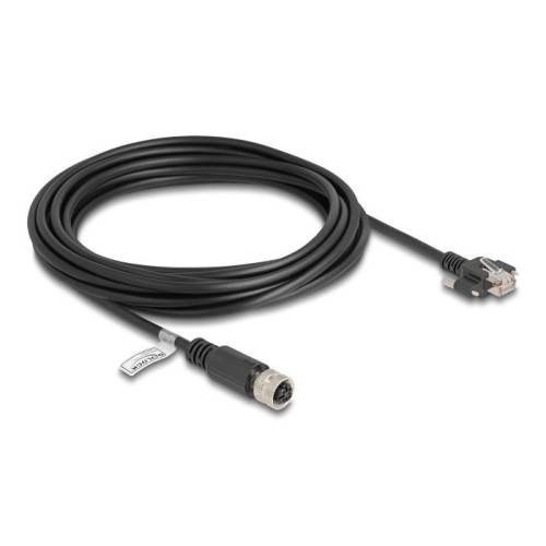Delock m12 cable d-kodiert 4 pin hembra a rj45 macho cat.5e ftp 5 m negro