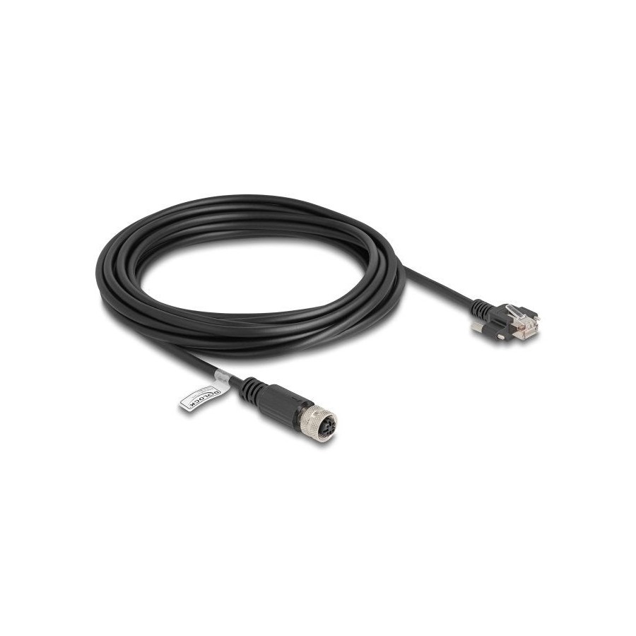 Delock m12 cable d-kodiert 4 pin hembra a rj45 macho cat.5e ftp 5 m negro