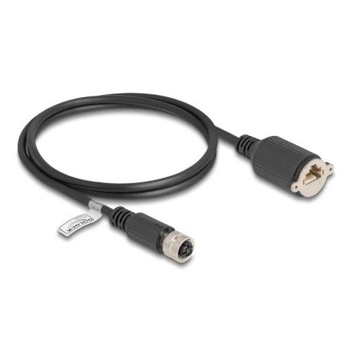 Delock m12 cable d-kodiert 4 pin hembra a rj45 hembra cat.5e ftp 1 m negro