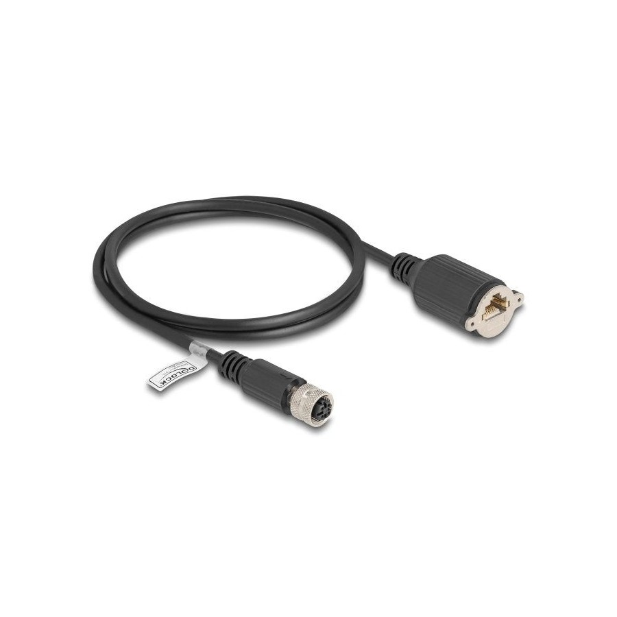 Delock m12 cable d-kodiert 4 pin hembra a rj45 hembra cat.5e ftp 1 m negro