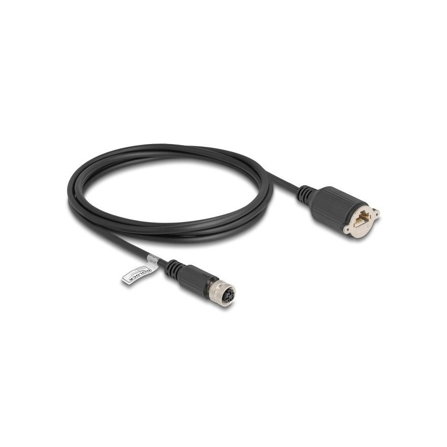 Delock m12 cable d-kodiert 4 pin hembra a rj45 hembra cat.5e ftp 2 m negro