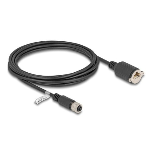 Delock m12 cable d-kodiert 4 pin hembra a rj45 hembra cat.5e ftp 3 m negro