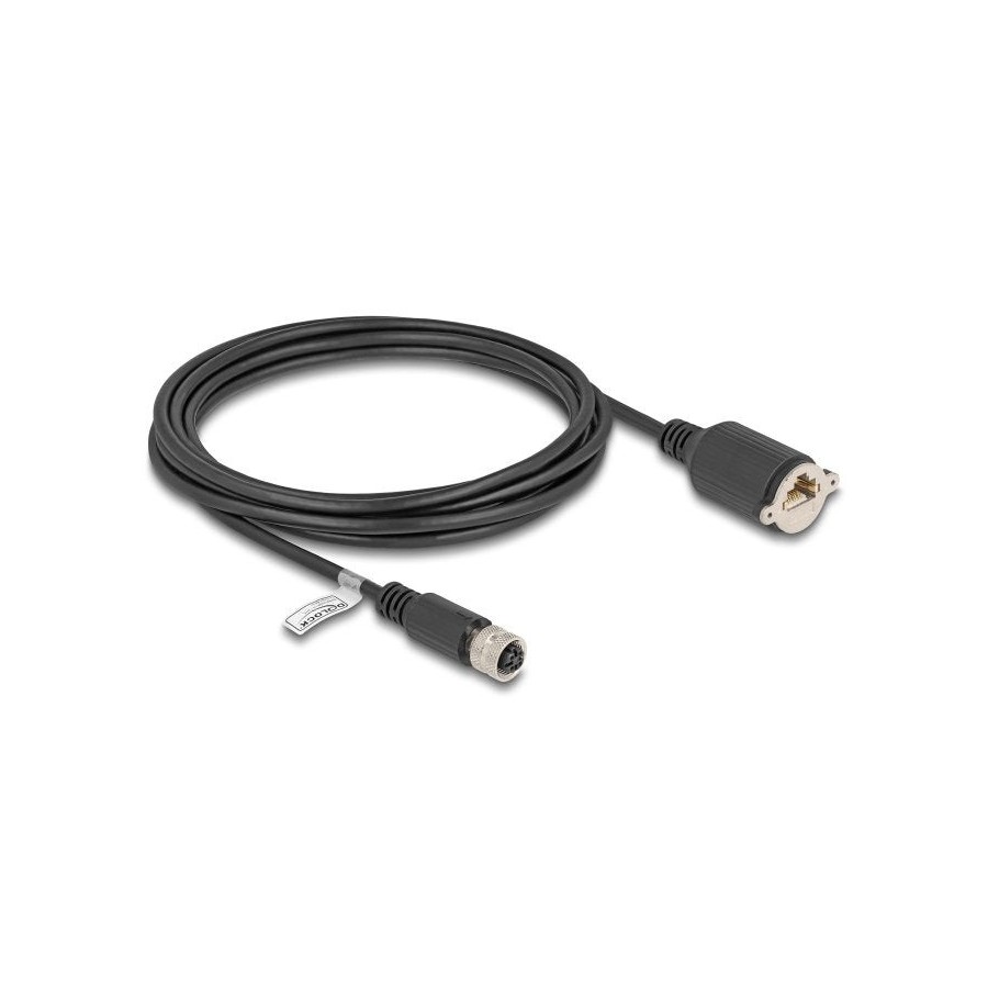 Delock m12 cable d-kodiert 4 pin hembra a rj45 hembra cat.5e ftp 3 m negro