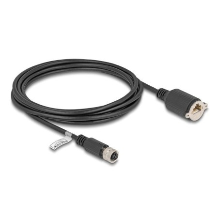 Delock m12 cable d-kodiert 4 pin hembra a rj45 hembra cat.5e ftp 3 m negro