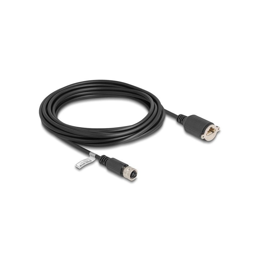 Delock m12 cable d-kodiert 4 pin hembra a rj45 hembra cat.5e ftp 5 m negro