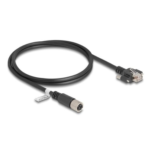 Delock m12 cable x-kodiert 8 pin hembra a rj45 macho cat.6a s/ftp 1 m negro