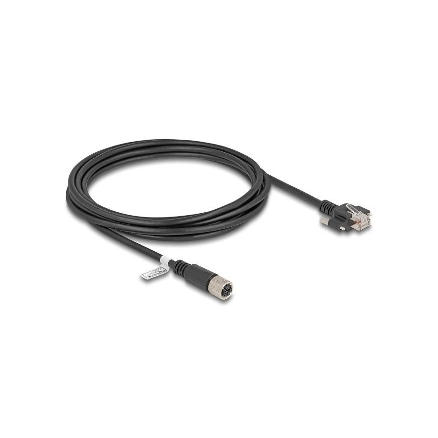 Delock m12 cable x-kodiert 8 pin hembra a rj45 macho cat.6a s/ftp 3 m negro