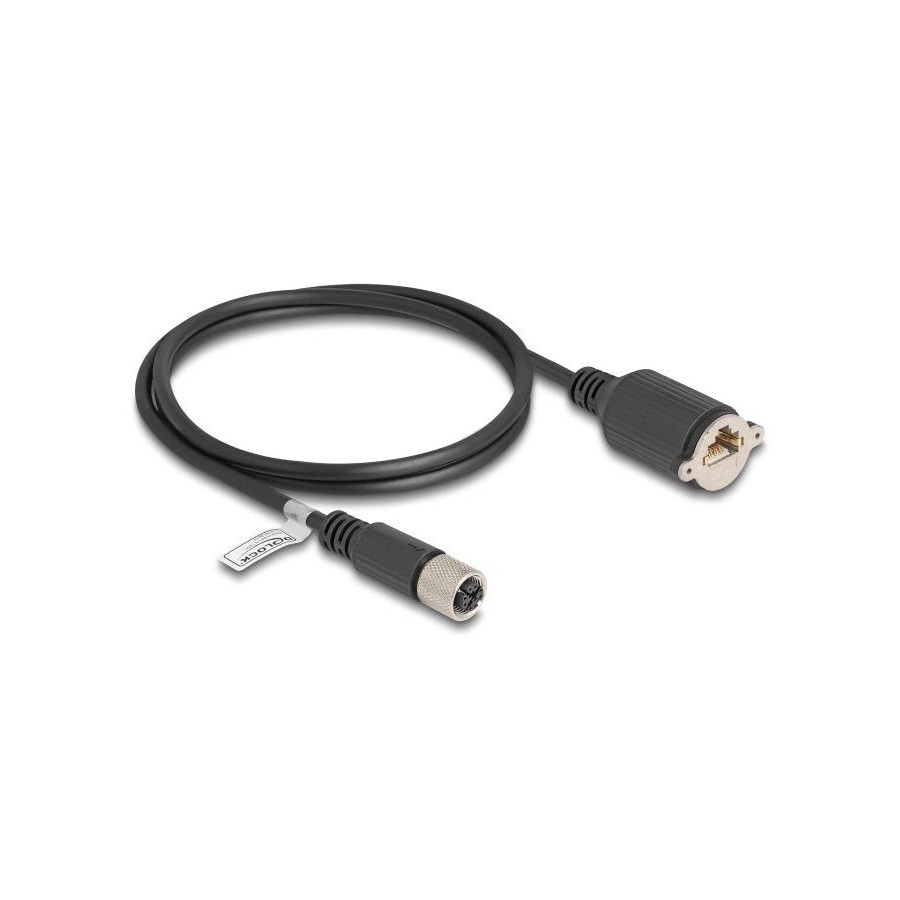 Delock m12 cable x-kodiert 8 pin hembra a rj45 hembra cat.6a s/ftp 1 m negro