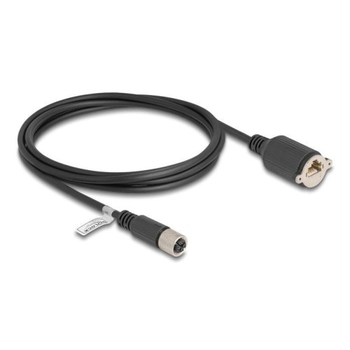 Delock m12 cable x-kodiert 8 pin hembra a rj45 hembra cat.6a s/ftp 2 m negro