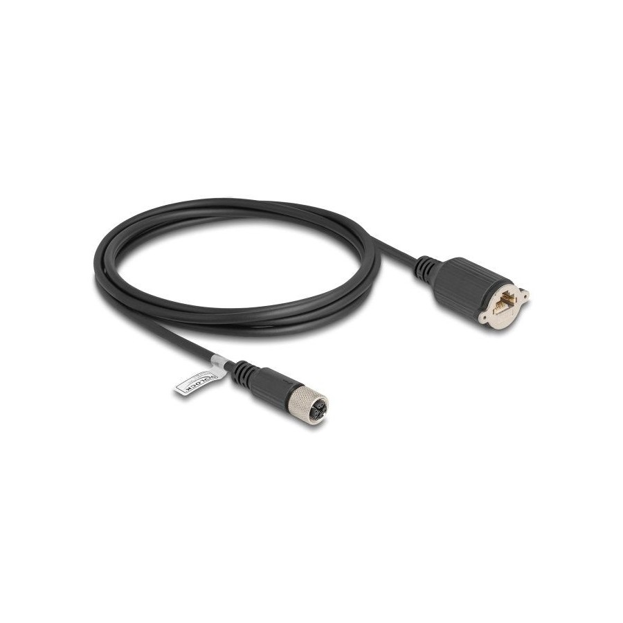 Delock m12 cable x-kodiert 8 pin hembra a rj45 hembra cat.6a s/ftp 2 m negro