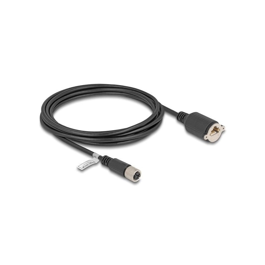 Delock m12 cable x-kodiert 8 pin hembra a rj45 hembra cat.6a s/ftp 3 m negro