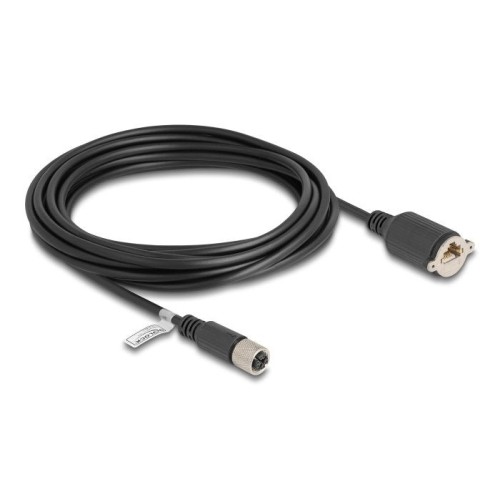 Delock m12 cable x-kodiert 8 pin hembra a rj45 hembra cat.6a s/ftp 5 m negro
