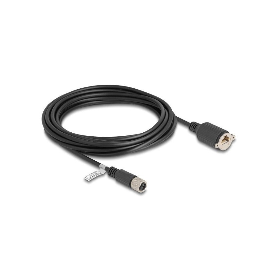 Delock m12 cable x-kodiert 8 pin hembra a rj45 hembra cat.6a s/ftp 5 m negro