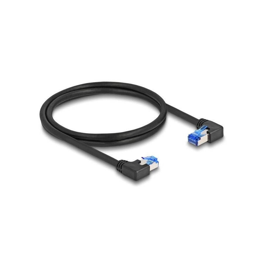 Delock rj45 cable de red cat.6a s/ftp rechts / links angular 1 m negro