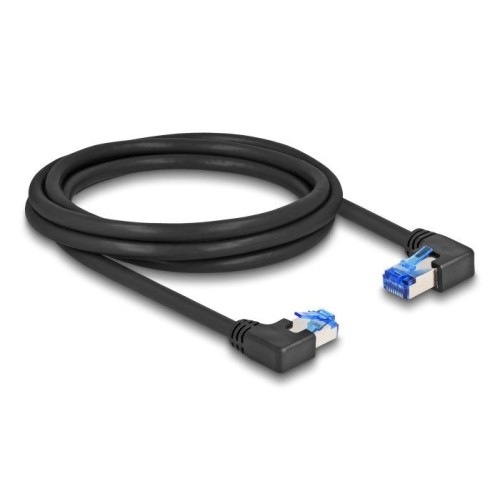 Delock rj45 cable de red cat.6a s/ftp rechts / links angular 2 m negro