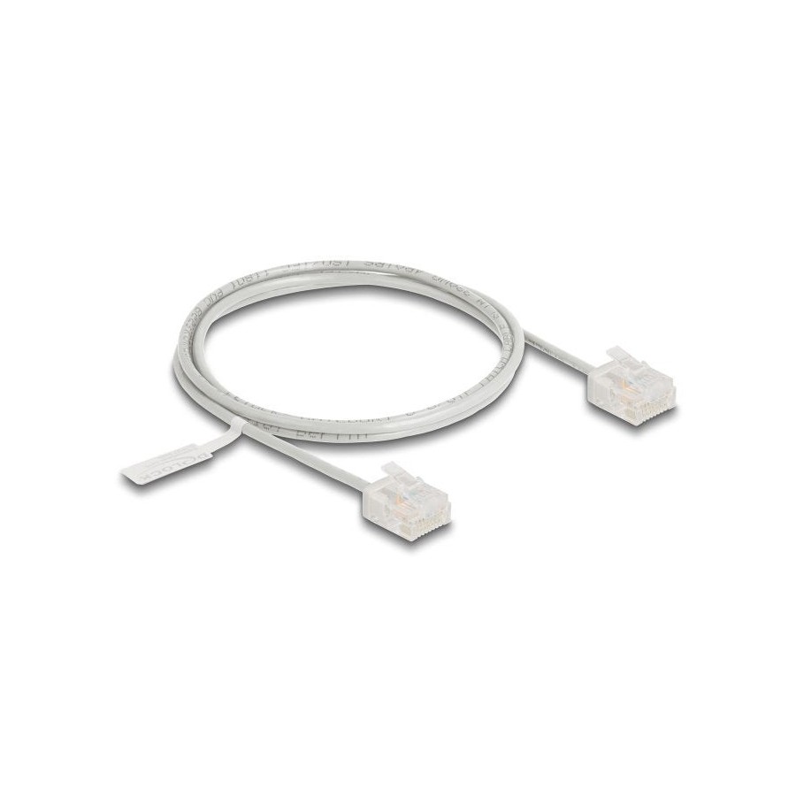 Delock rj45 cable de red cat.6 utp ultra slim 1 m gris con kurzen machon