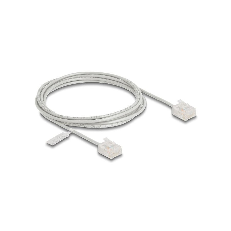 Delock rj45 cable de red cat.6 utp ultra slim 2 m gris con kurzen machon