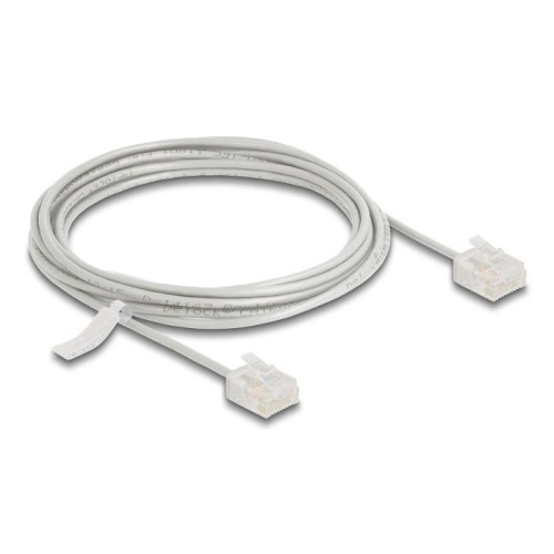 Delock rj45 cable de red cat.6 utp ultra slim 3 m gris con kurzen machon