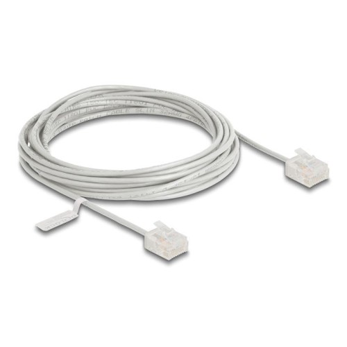 Delock rj45 cable de red cat.6 utp ultra slim 5 m gris con kurzen machon