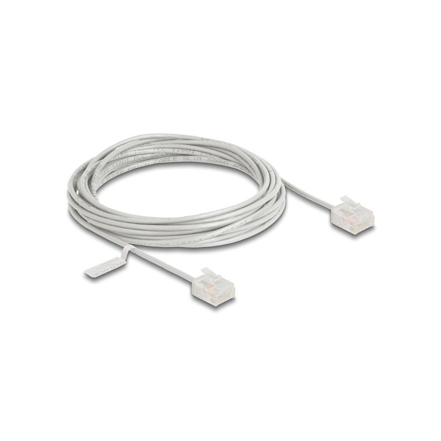 Delock rj45 cable de red cat.6 utp ultra slim 5 m gris con kurzen machon