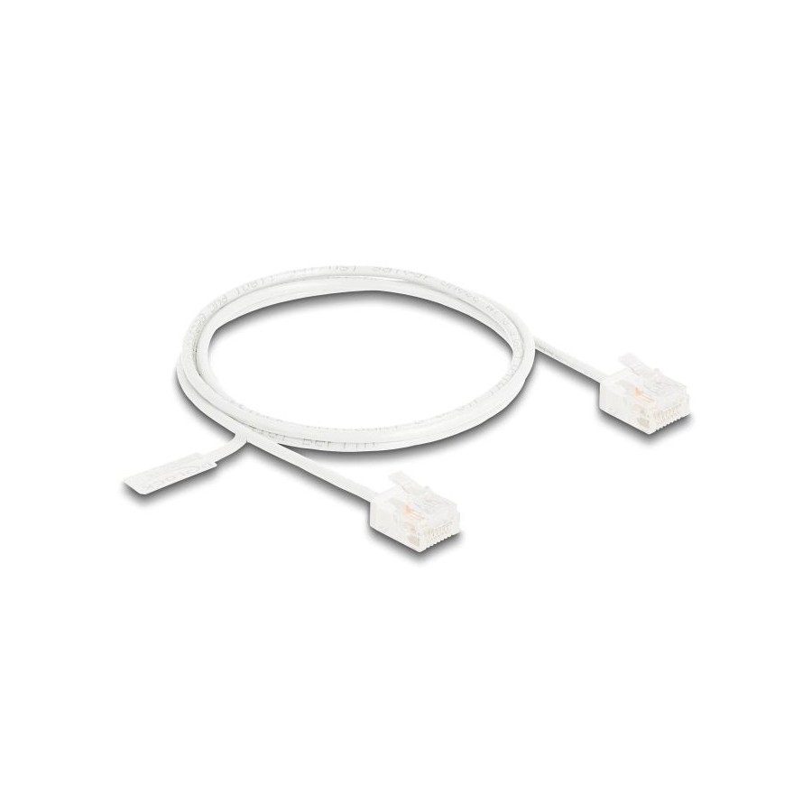 Delock rj45 cable de red cat.6 utp ultra slim 1 m blanco con kurzen machon