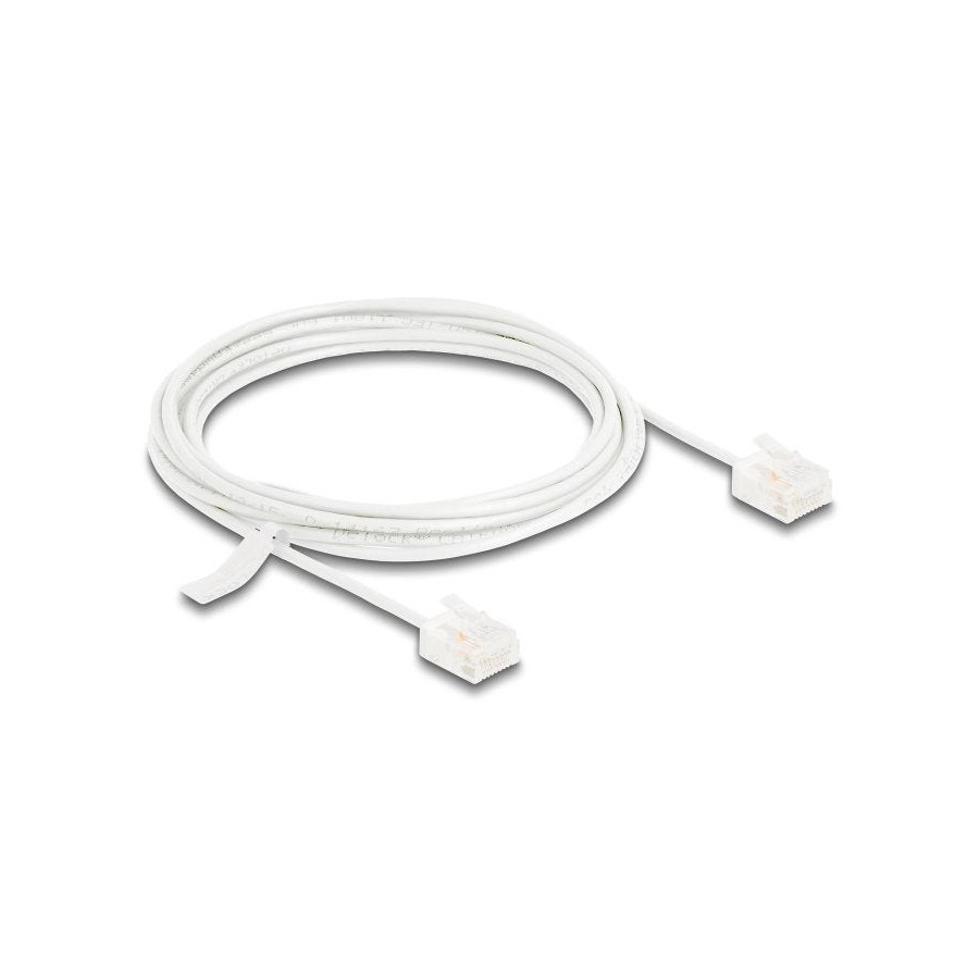 Delock rj45 cable de red cat.6 utp ultra slim 3 m blanco con kurzen machon